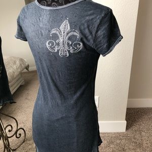 Velvet Stone grey/black rhinestone top medium